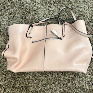 Pink Genuine Leather Tote Bag